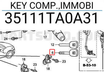 Honda 35111TA0A31 KEY COMP.,IMMOBI