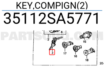 Honda 35112SA5771 KEY,COMPIGN(2)