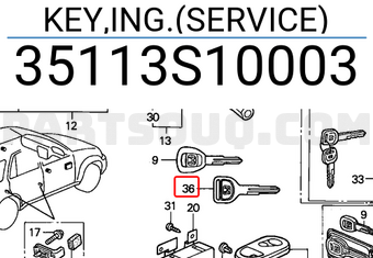 Honda 35113S10003 KEY,ING.(SERVICE)