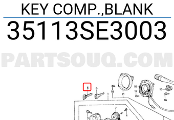 Honda 35113SE3003 KEY COMP.,BLANK