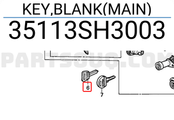 Honda 35113SH3003 KEY,BLANK(MAIN)