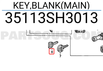 Honda 35113SH3013 KEY,BLANK(MAIN)