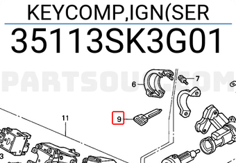 Honda 35113SK3G01 KEYCOMP,IGN(SER