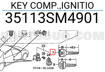 Honda 35113SM4901 KEY COMP.,IGNITIO