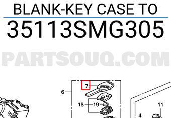 Honda 35113SMG305 BLANK-KEY CASE TO