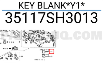 Honda 35117SH3013 KEY BLANK*Y1*