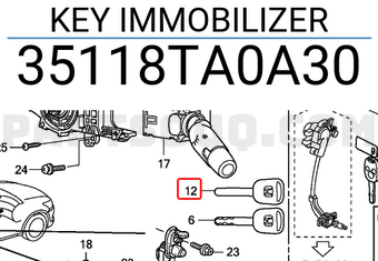 Honda 35118TA0A30 KEY IMMOBILIZER