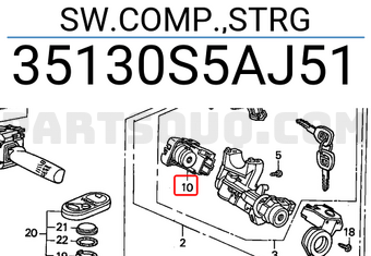 Honda 35130S5AJ51 SW.COMP.,STRG