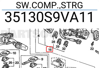 Honda 35130S9VA11 SW.COMP.,STRG