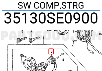 Honda 35130SE0900 SW COMP,STRG