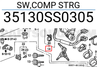 Honda 35130SS0305 SW,COMP STRG
