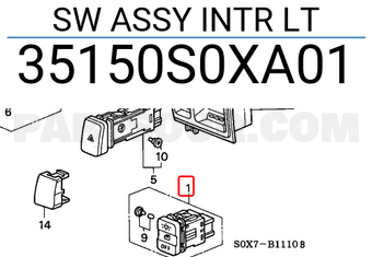 Honda 35150S0XA01 SW ASSY INTR LT