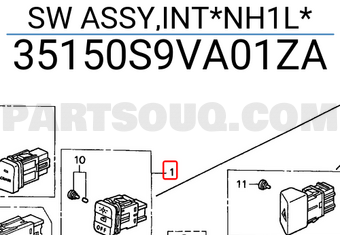 Honda 35150S9VA01ZA SW ASSY,INT*NH1L*