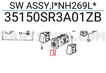 Honda 35150SR3A01ZB SW ASSY,I*NH269L*