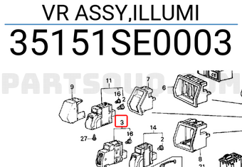 Honda 35151SE0003 VR ASSY,ILLUMI