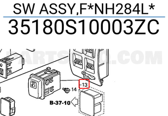 Honda 35180S10003ZC SW ASSY,F*NH284L*
