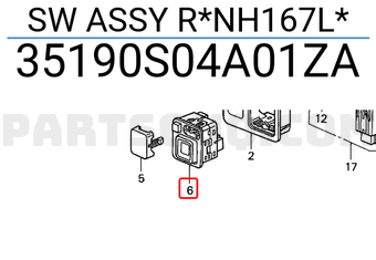 Honda 35190S04A01ZA SW ASSY R*NH167L*