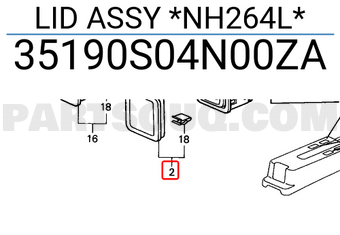 Honda 35190S04N00ZA LID ASSY *NH264L*