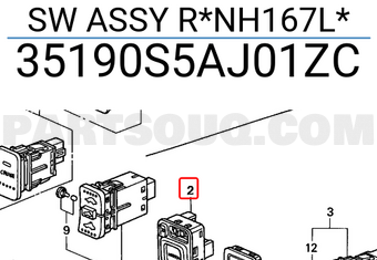 Honda 35190S5AJ01ZC SW ASSY R*NH167L*