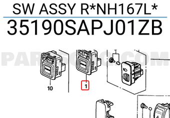 Honda 35190SAPJ01ZB SW ASSY R*NH167L*