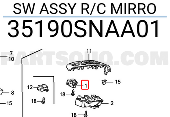 Honda 35190SNAA01 SW ASSY R/C MIRRO