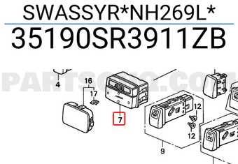 Honda 35190SR3911ZB SWASSYR*NH269L*
