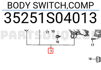 Honda 35251S04013 BODY SWITCH,COMP