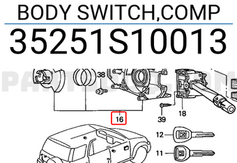 Honda 35251S10013 BODY SWITCH,COMP