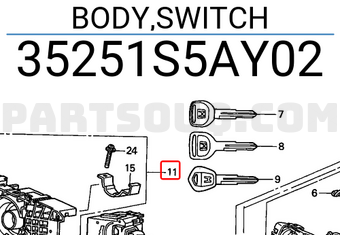 Honda 35251S5AY02 BODY,SWITCH