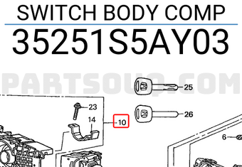 Honda 35251S5AY03 SWITCH BODY COMP