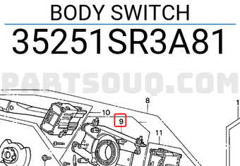 Honda 35251SR3A81 BODY SWITCH