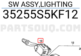 Honda 35255S5KF12 SW ASSY,LIGHTING