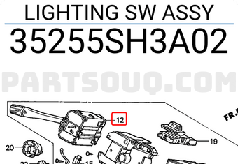 Honda 35255SH3A02 LIGHTING SW ASSY