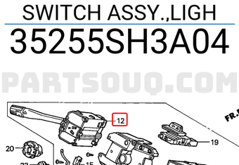Honda 35255SH3A04 SWITCH ASSY.,LIGH