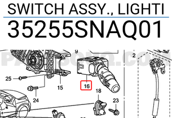 Honda 35255SNAQ01 SWITCH ASSY., LIGHTI