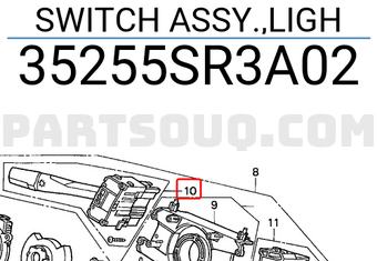 Honda 35255SR3A02 SWITCH ASSY.,LIGH