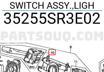 Honda 35255SR3E02 SWITCH ASSY.,LIGH