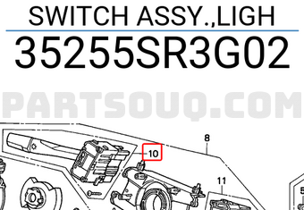 Honda 35255SR3G02 SWITCH ASSY.,LIGH