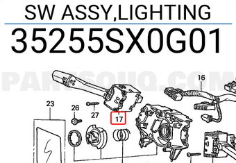 Honda 35255SX0G01 SW ASSY,LIGHTING