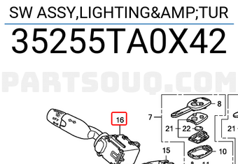 Honda 35255TA0X42 SW ASSY,LIGHTING&TUR