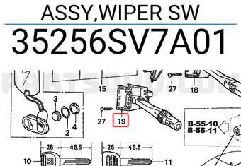 Honda 35256SV7A01 ASSY,WIPER SW