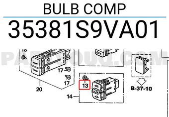 Honda 35381S9VA01 BULB COMP
