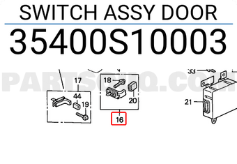 Honda 35400S10003 SWITCH ASSY DOOR