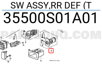 Honda 35500S01A01 SW ASSY,RR DEF (T