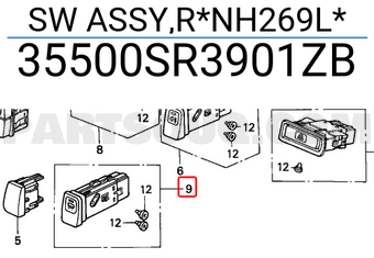Honda 35500SR3901ZB SW ASSY,R*NH269L*