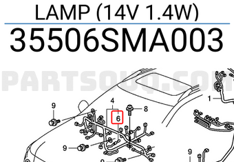 Honda 35506SMA003 LAMP (14V 1.4W)