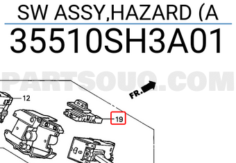 Honda 35510SH3A01 SW ASSY,HAZARD (A