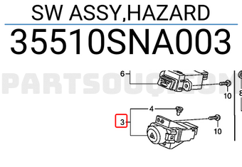 Honda 35510SNA003 SW ASSY,HAZARD