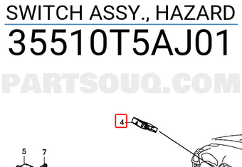 Honda 35510T5AJ01 SWITCH ASSY., HAZARD