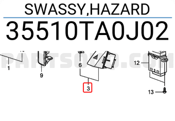 Honda 35510TA0J02 SWASSY,HAZARD